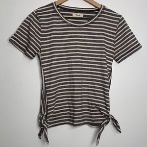 Madewell Side Tie Blue Creme Striped Tee Sz Small